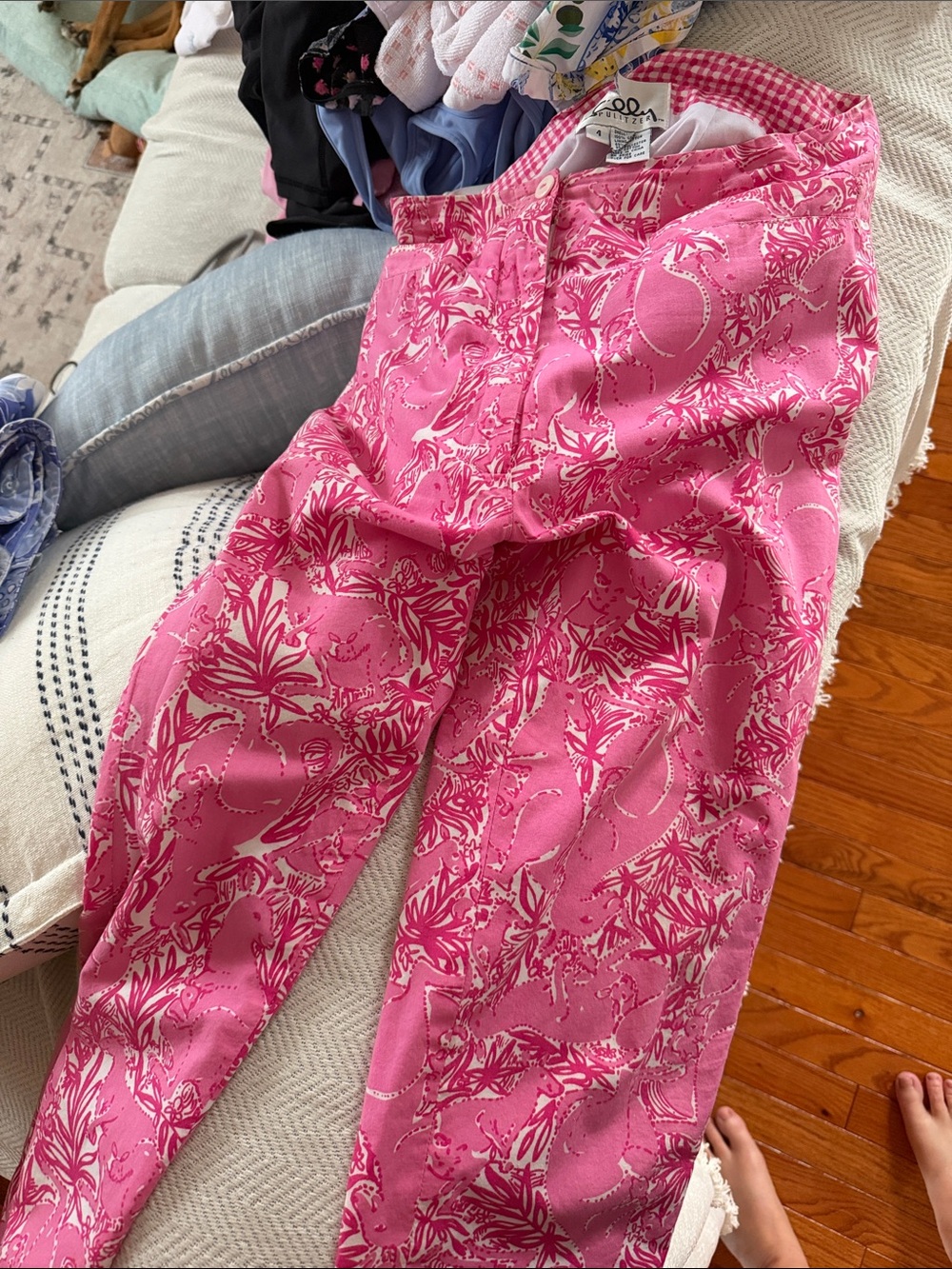 Vintage Pink Floral Print Pants